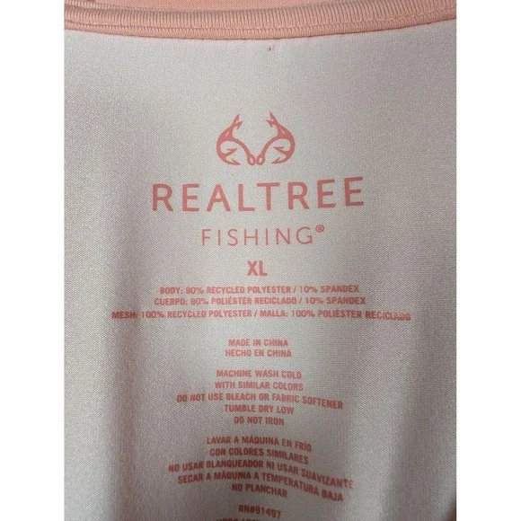 Realtree Fishing Shirt Womens XL Pink Ombre Hooded Long Sleeve V Neck Top - Picture 2 of 12
